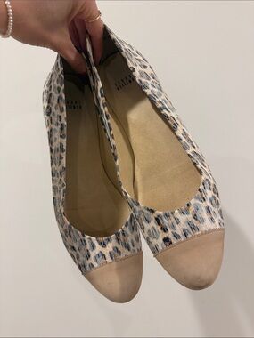 Stuart Weitzman Leopard Cap-Toe Ballet Flats - Beige/Black/Blue